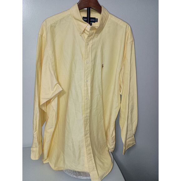 RALPH LAUREN, Yellow Casual Long-Sleeve Button-Up, Neck 17.5 x 34 - Picture 1 of 6